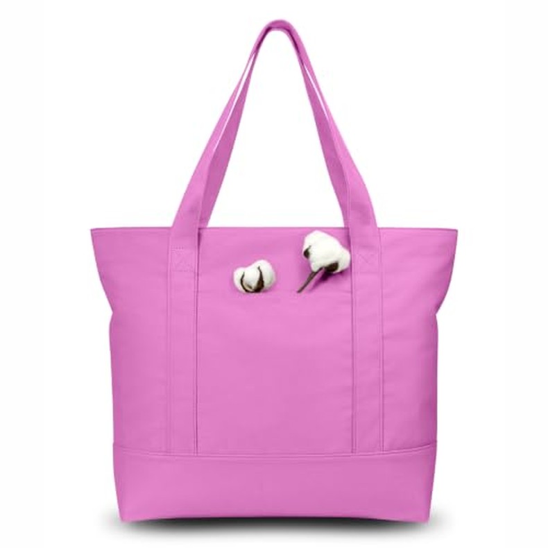 1-Pack Canvas Tote Bag with an External Pocket, Reusable Grocery Shopping Bag, Top Zipper (1) detail