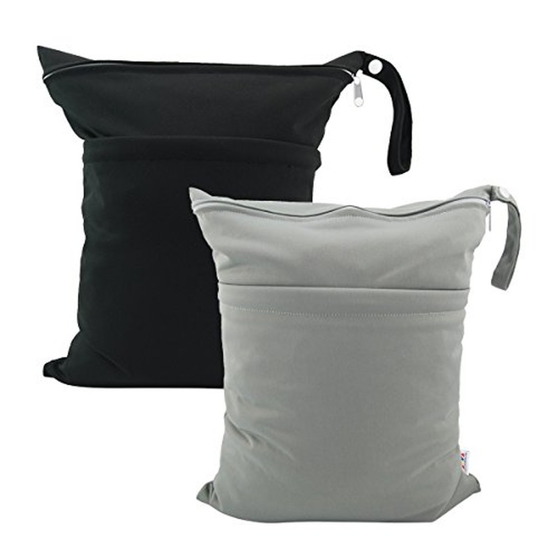 ALVABABY 2pcs Cloth Diaper Wet Dry Bags Waterproof Reusable 