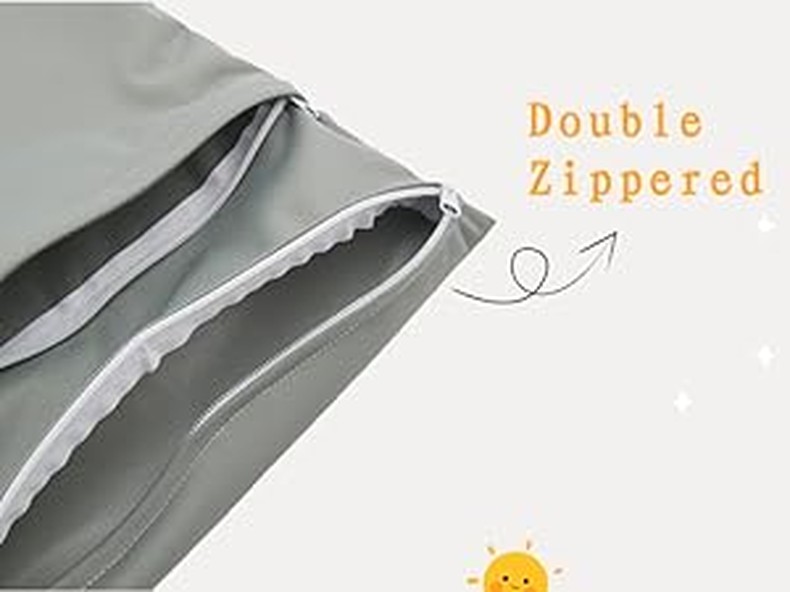 ALVABABY 2pcs Cloth Diaper Wet Dry Bags Waterproof Reusable with Two Zippered Pockets Travel Be detail