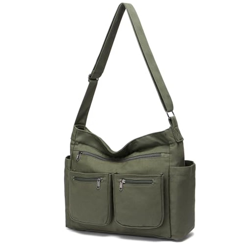Canvas Casual Messenger Bag Hobo Crossbody Bag Canvas Shouder Tote Handbag for Women and Men