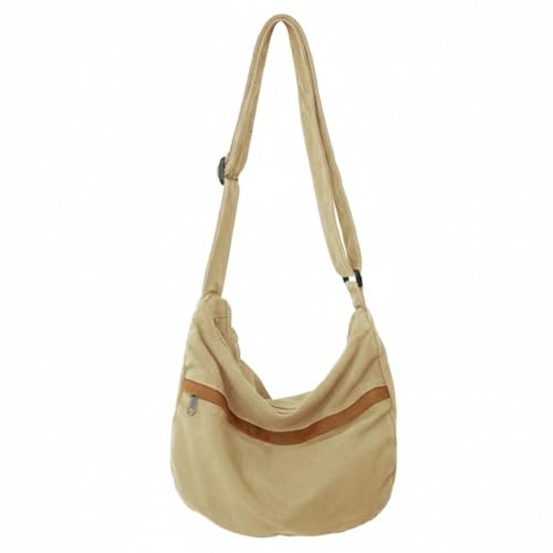 Canvas Casual Messenger Bag Hobo Crossbody Bag Canvas Shouder Tote Handbag for Women and Men detail