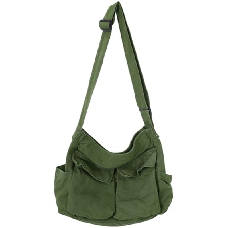 Canvas Messenger Bag Large Crossbody Bag with Multiple Pockets Canvas Shoulder Tote Bag for Women an