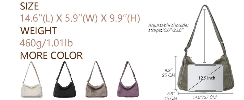 Canvas Messenger Bag Large Satchel Bag Travel Hobo Bag Casual Tote Shoulder Bag for Women and Men detail