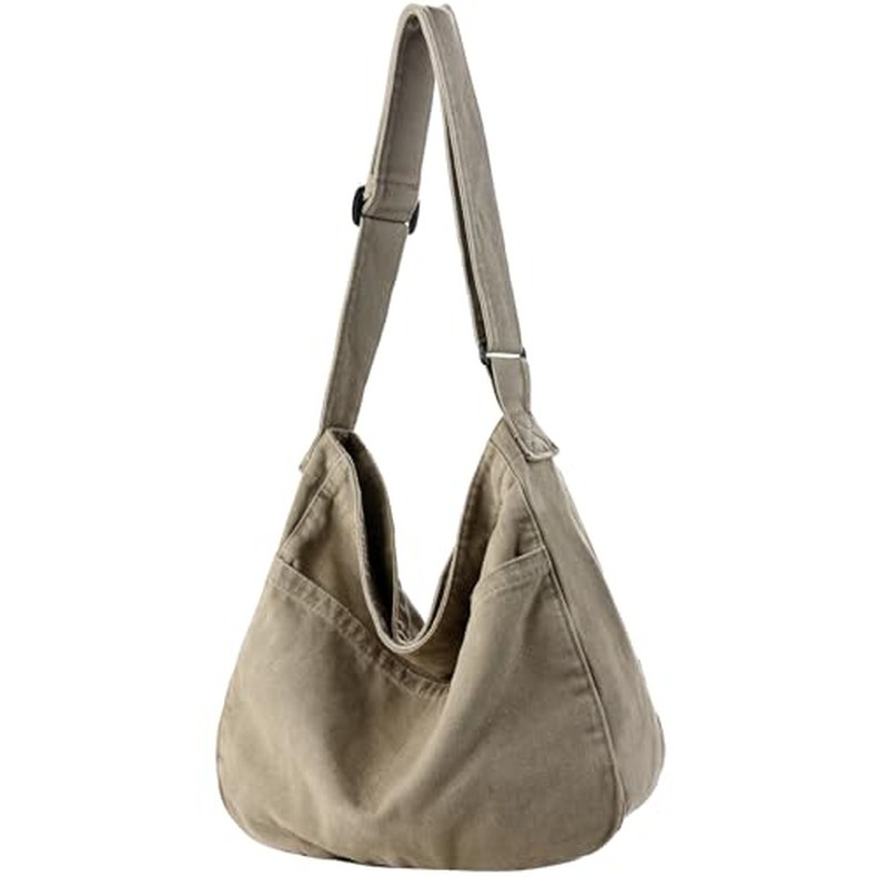 Canvas Tote Bag Casual Hobo Crossbody Shoulder Bag for Women and Men Large Purse Messenger Bag Trave detail