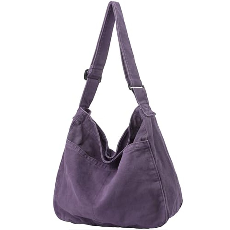 Canvas Tote Bag Casual Hobo Crossbody Shoulder Bag for Women and Men Large Purse Messenger Bag Trave detail