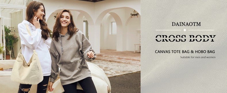Canvas Tote Bag Casual Hobo Crossbody Shoulder Bag for Women and Men Large Purse Messenger Bag Trave detail