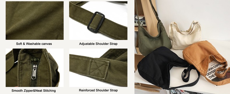 Canvas Tote Bag Casual Hobo Crossbody Shoulder Bag for Women and Men Large Purse Messenger Bag Trave detail