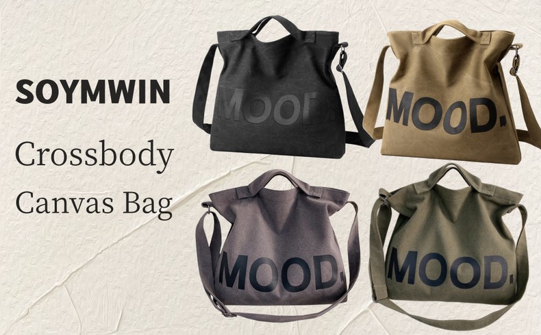 Canvas Tote Bag,Crossbody Shoulder Tote Bag for Women and Men Zipper Messenger Bag Travel Shoulder B detail