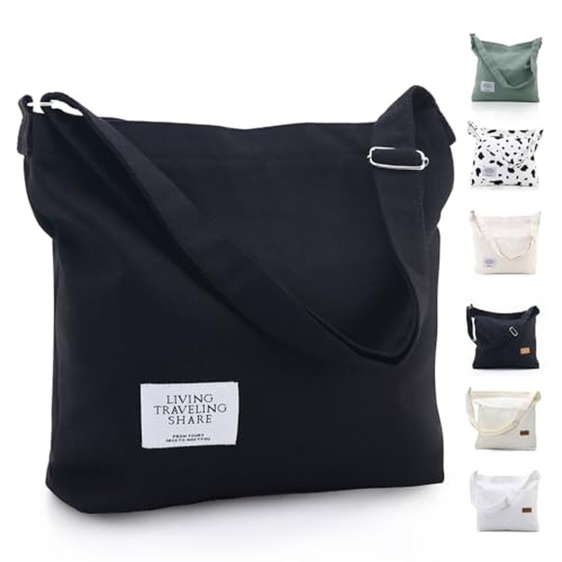 Canvas Tote Bag for Women - Crossbody, Shoulder, Travel & Beach Bag