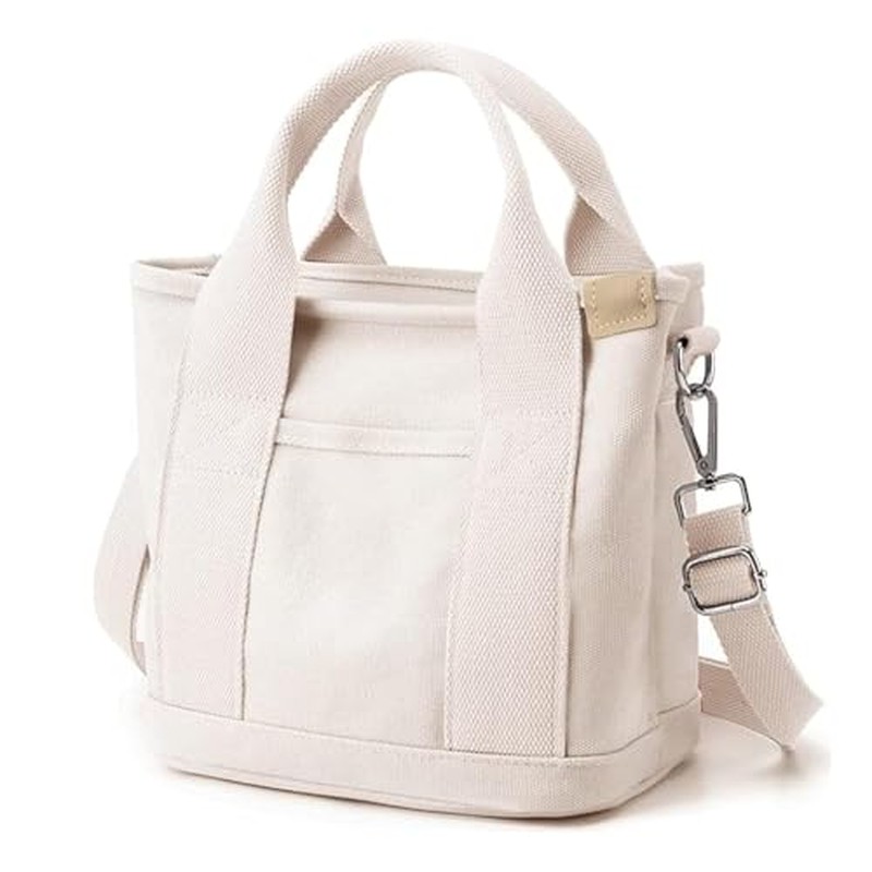 Canvas Tote Bag for Women,Small Totes Bags with Zipper Cross