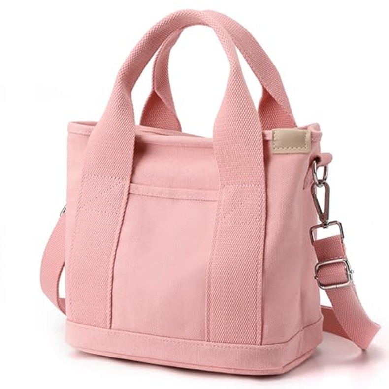 Canvas Tote Bag for Women,Small Totes Bags with Zipper Crossbody Purse with Pockets Large Shoulder H detail