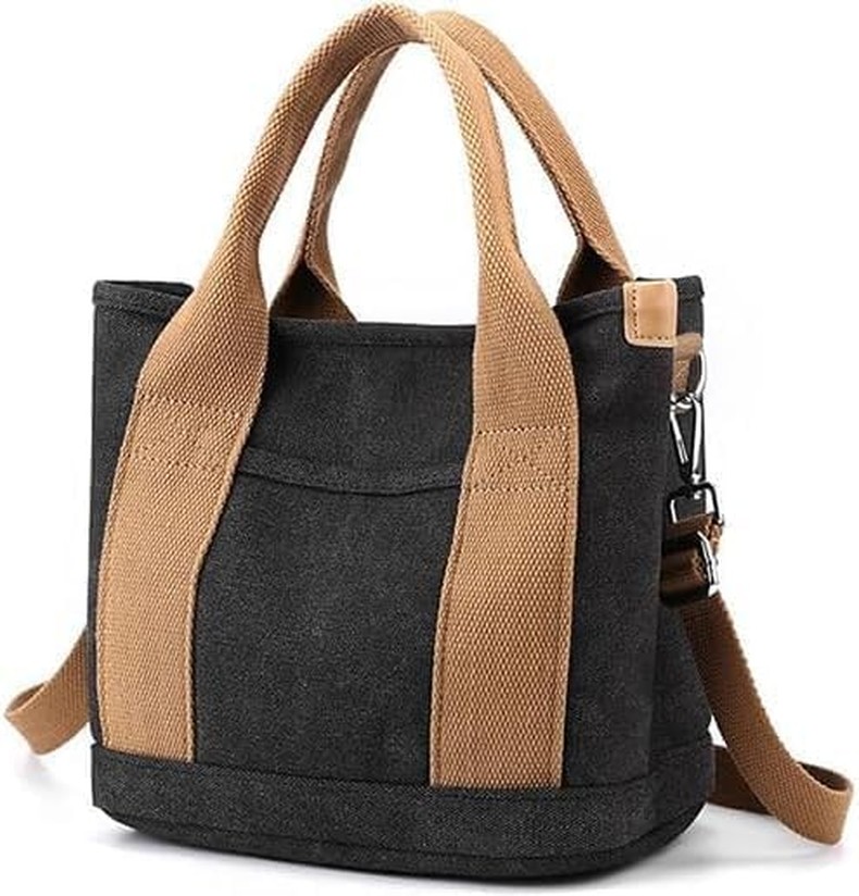 Canvas Tote Bag for Women,Small Totes Bags with Zipper Crossbody Purse with Pockets Large Shoulder H detail