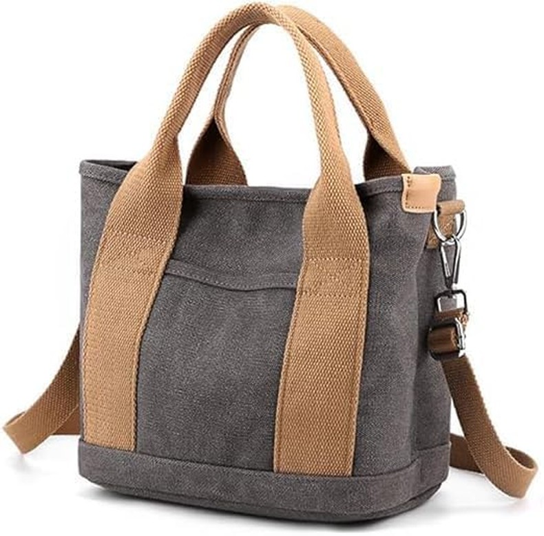 Canvas Tote Bag for Women,Small Totes Bags with Zipper Crossbody Purse with Pockets Large Shoulder H detail
