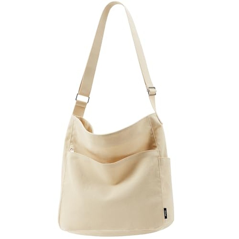 Canvas Tote Bag Zipper Large Crossbody Shoulder Bag Messenger Bag detail