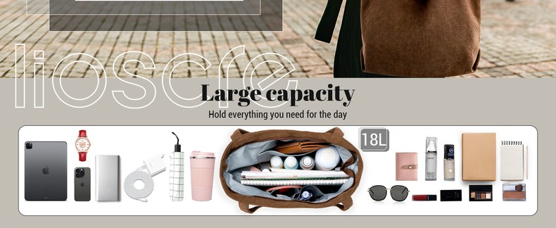 Corduroy Tote Bag for Women,Hobo HandBags with Zipper detail