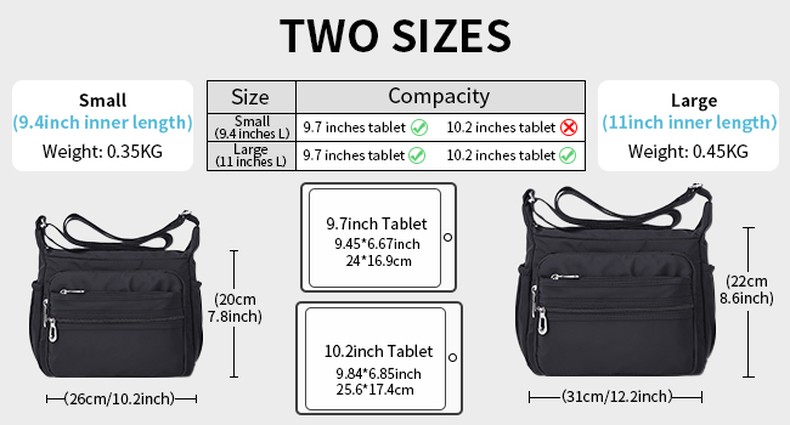 Crossbody Bag for Women Waterproof Shoulder Bag Multi Pockets Nylon Purse detail
