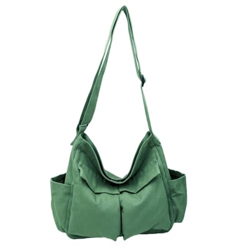 Cute Canvas Tote Bag for School-Work-Travel, Large Crossbody Messenger Bag Laptop Shoulder Bag