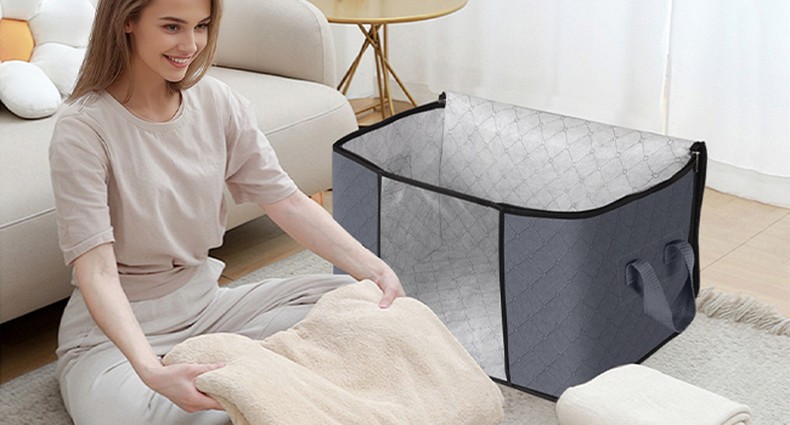 6 Pack Storage Bags for Clothes Blanket Storage Bins with Lids detail