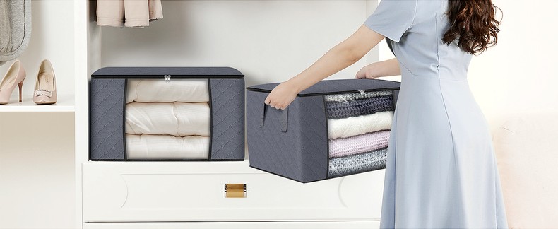 6 Pack Storage Bags for Clothes Blanket Storage Bins with Lids detail