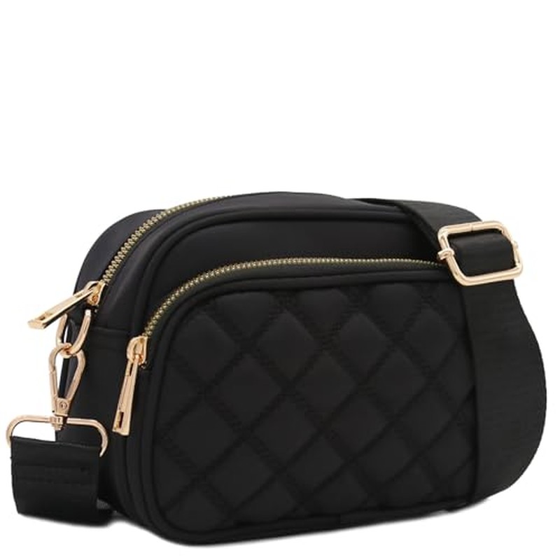 Quilted Nylon Crossbody Bag with Wide Strap FashionPuzzle 绗缝