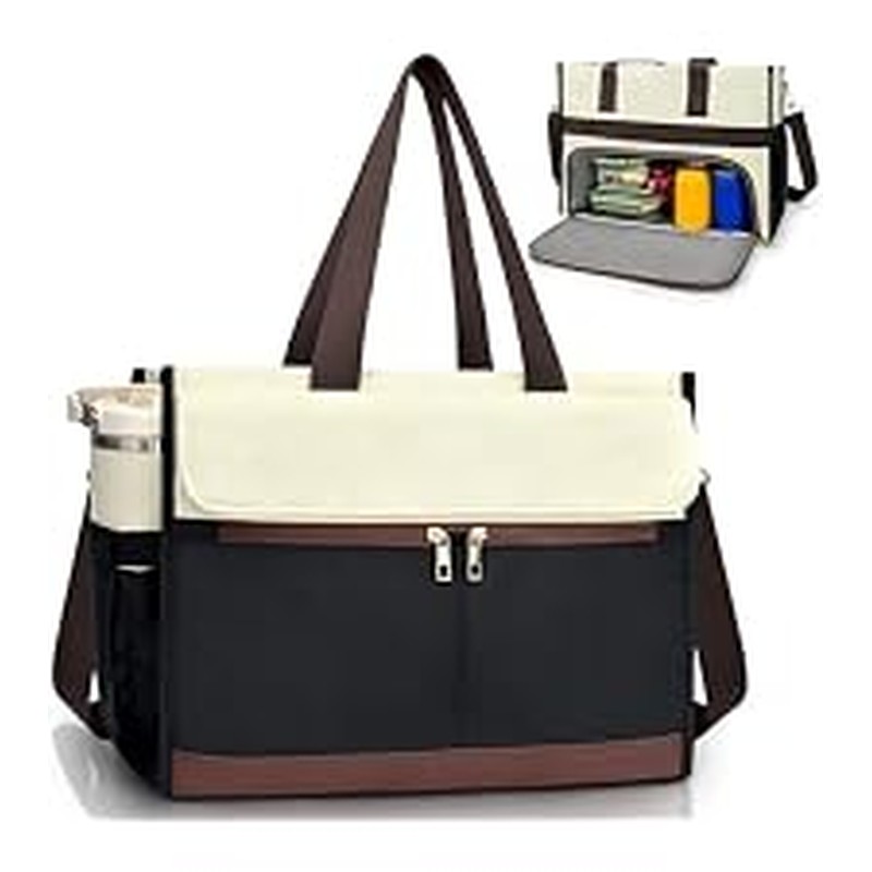 Lu.6_ Laptop Tote with Insulated Lunch Box Compartment for Nurse, Teacher Work Office Outdoor
