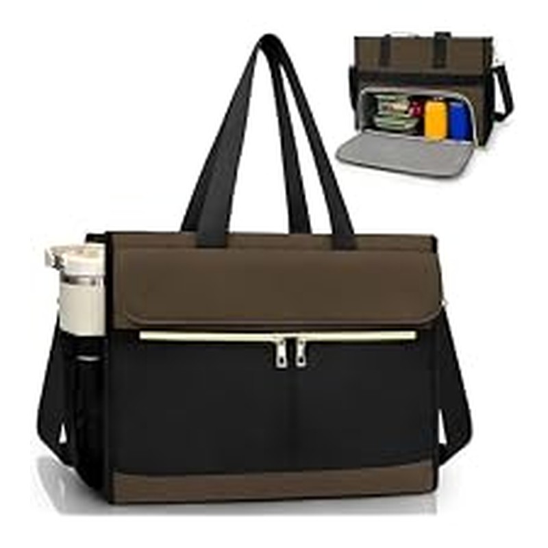 Lu.6_ Laptop Tote with Insulated Lunch Box Compartment for Nurse, Teacher Work Office Outdoor