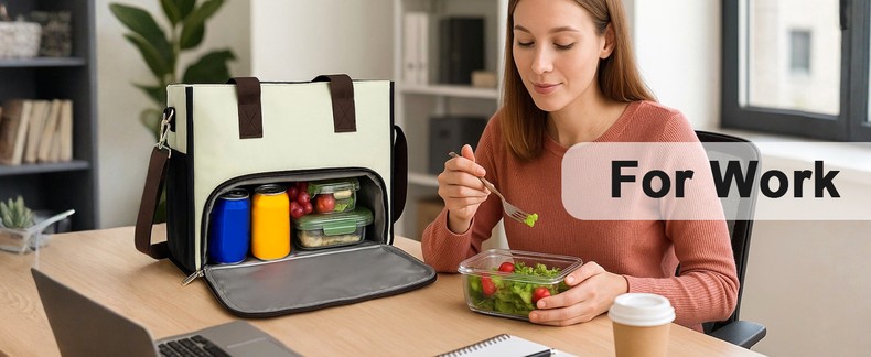 Lu.6_ Laptop Tote with Insulated Lunch Box Compartment for Nurse, Teacher Work Office Outdoor detail