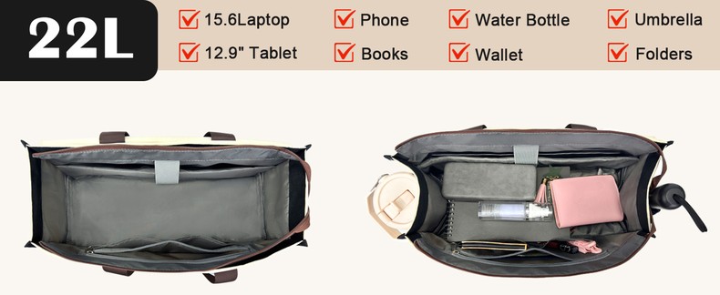 Lu.6_ Laptop Tote with Insulated Lunch Box Compartment for Nurse, Teacher Work Office Outdoor detail