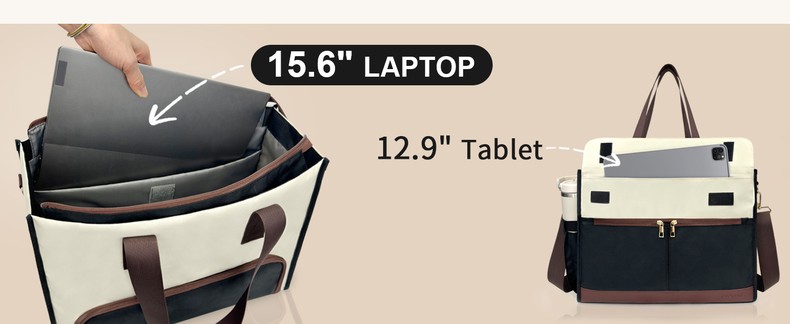 Lu.6_ Laptop Tote with Insulated Lunch Box Compartment for Nurse, Teacher Work Office Outdoor detail