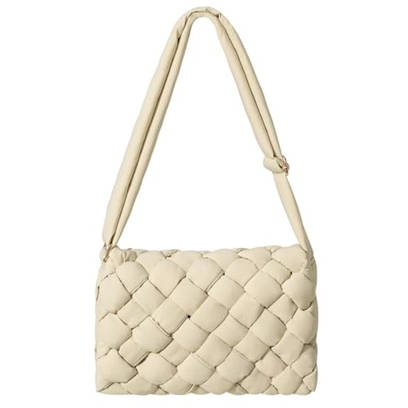 NAARIIAN Small Puffer Crossbody Bag for Women,Lightweight Quilted Woven Purse with Adjustable Strap