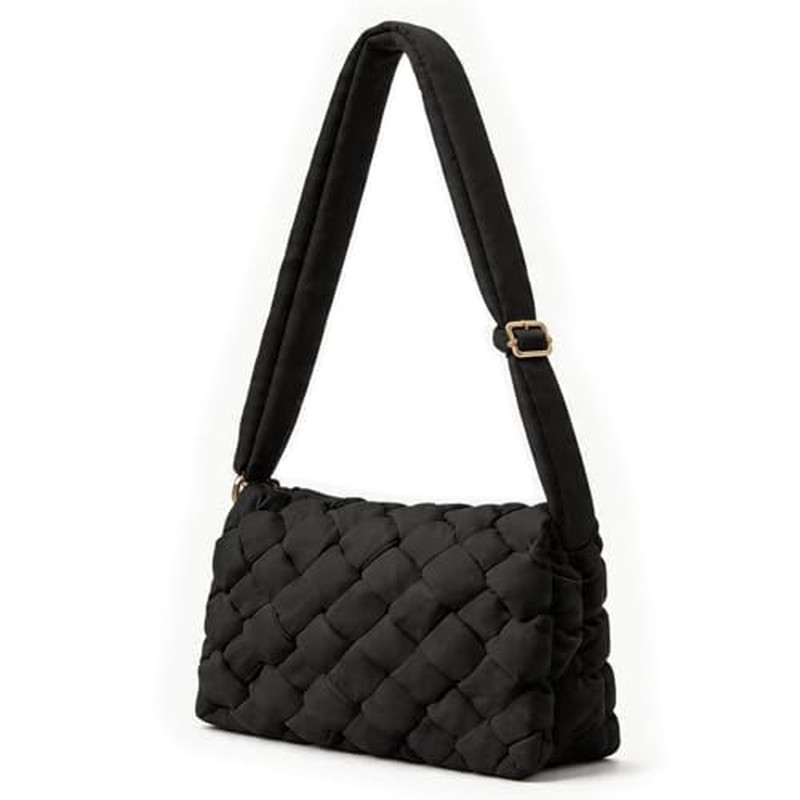 NAARIIAN Small Puffer Crossbody Bag for Women,Lightweight Quilted Woven Purse with Adjustable Strap