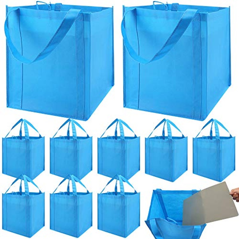 NERUB Set of 10 Reusable Grocery Bags Heavy Duty Shopping Bags Large Grocery Totes with Reinforced B