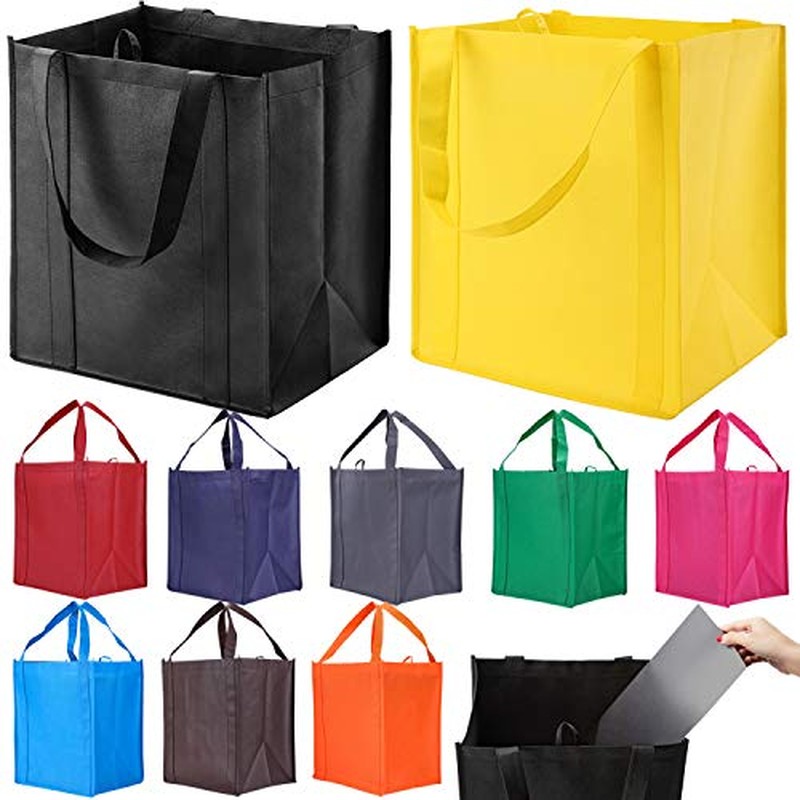 NERUB Set of 10 Reusable Grocery Bags Heavy Duty Shopping Bags Large Grocery Totes with Reinforced B