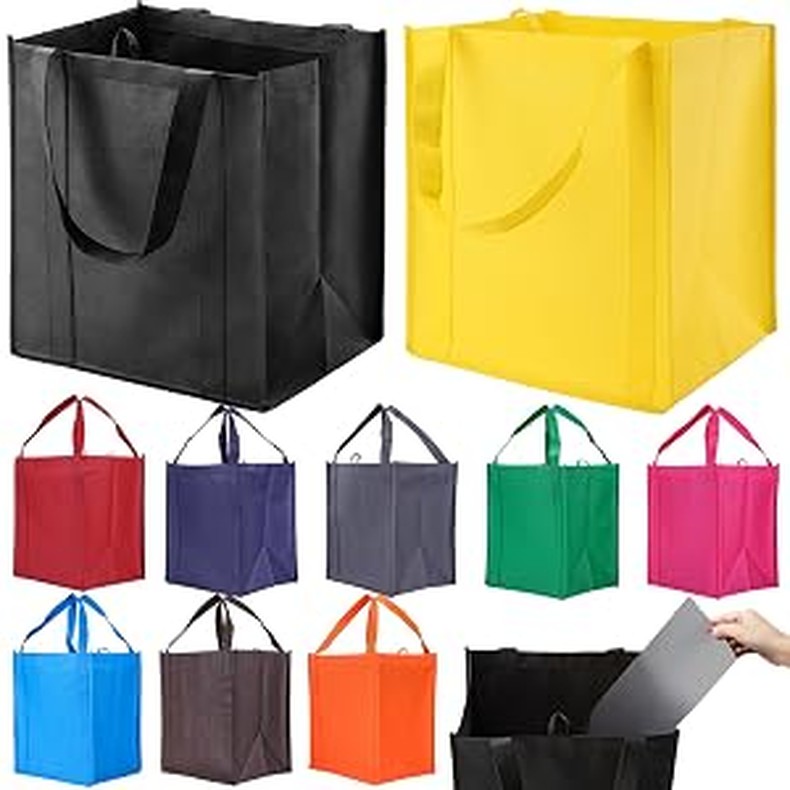 NERUB Set of 10 Reusable Grocery Bags Heavy Duty Shopping Bags Large Grocery Totes with Reinforced B detail