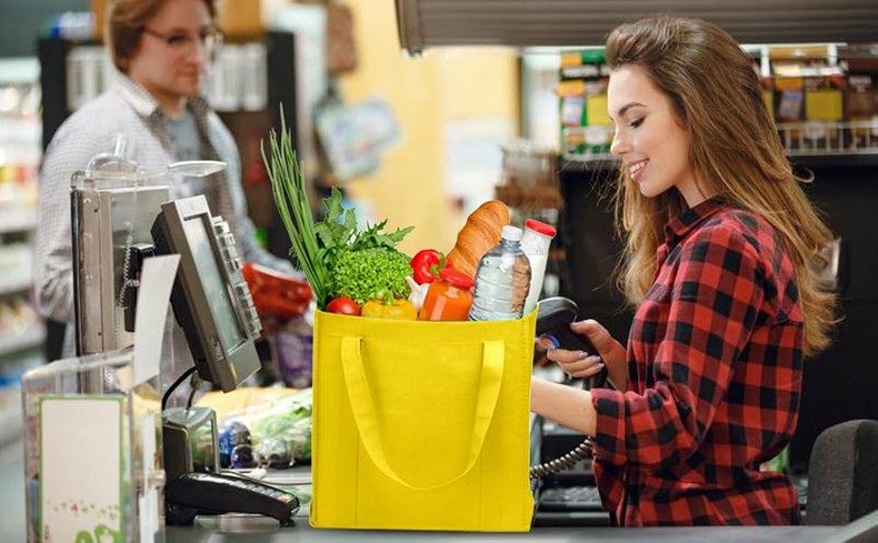 NERUB Set of 10 Reusable Grocery Bags Heavy Duty Shopping Bags Large Grocery Totes with Reinforced B detail
