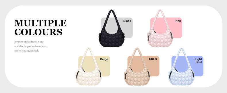 Puffer Tote Bag for Women Large Quilted Shoulder Bag Nylon Crossbody Bag detail