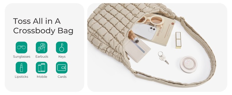 Quilted Crossbody Bags for Women, Travel Purses Hobo Shoulder Bag detail