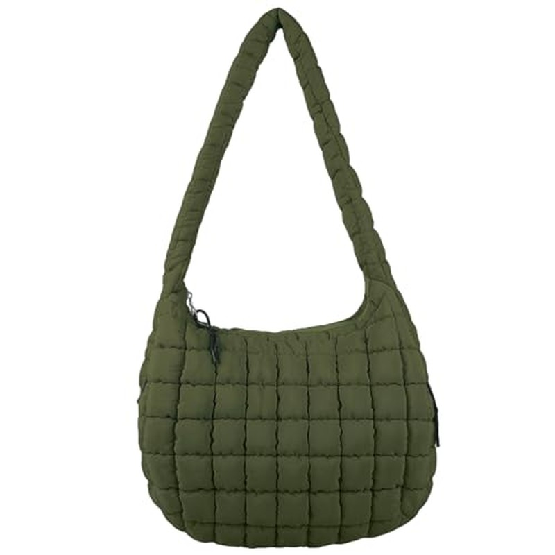 Quilted Puffer Tote Bag Purse Puffy Crossbody Shoulder Bag,Lightweight Nylon Hobo Bag Puffer Carryal
