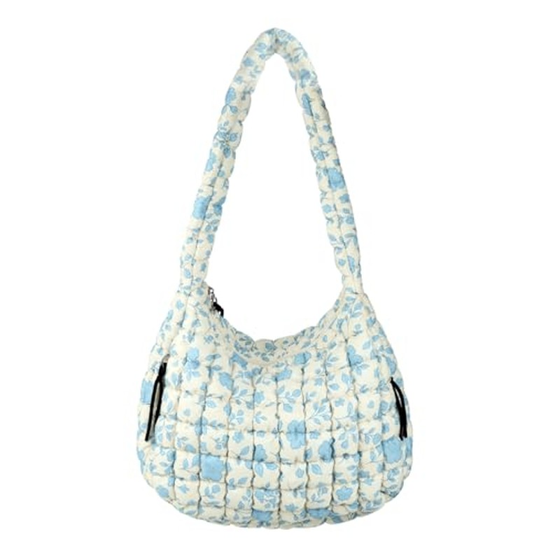 Quilted Puffer Tote Bag Purse Puffy Crossbody Shoulder Bag,Lightweight Nylon Hobo Bag Puffer Carryal detail