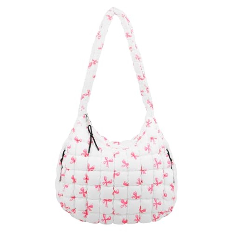 Quilted Puffer Tote Bag Purse Puffy Crossbody Shoulder Bag,Lightweight Nylon Hobo Bag Puffer Carryal detail