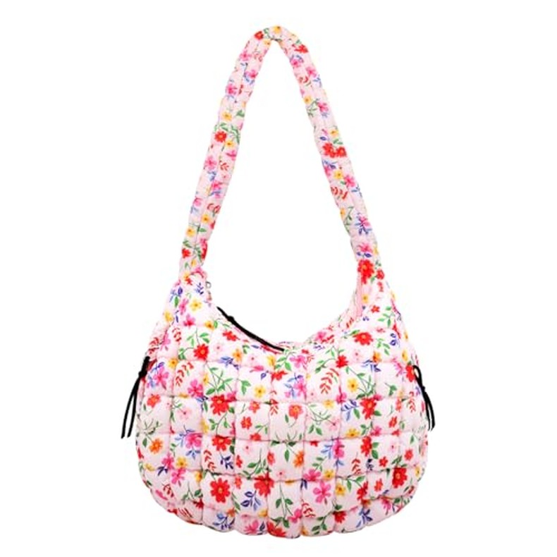 Quilted Puffer Tote Bag Purse Puffy Crossbody Shoulder Bag,Lightweight Nylon Hobo Bag Puffer Carryal detail
