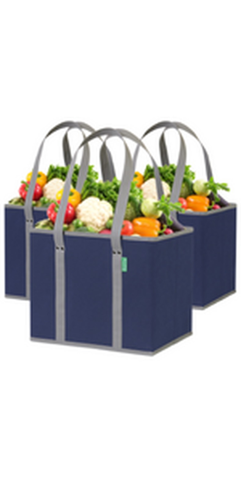 Reusable Grocery Bags (3 Pack) – Heavy Duty Shopping Bags, Blue detail