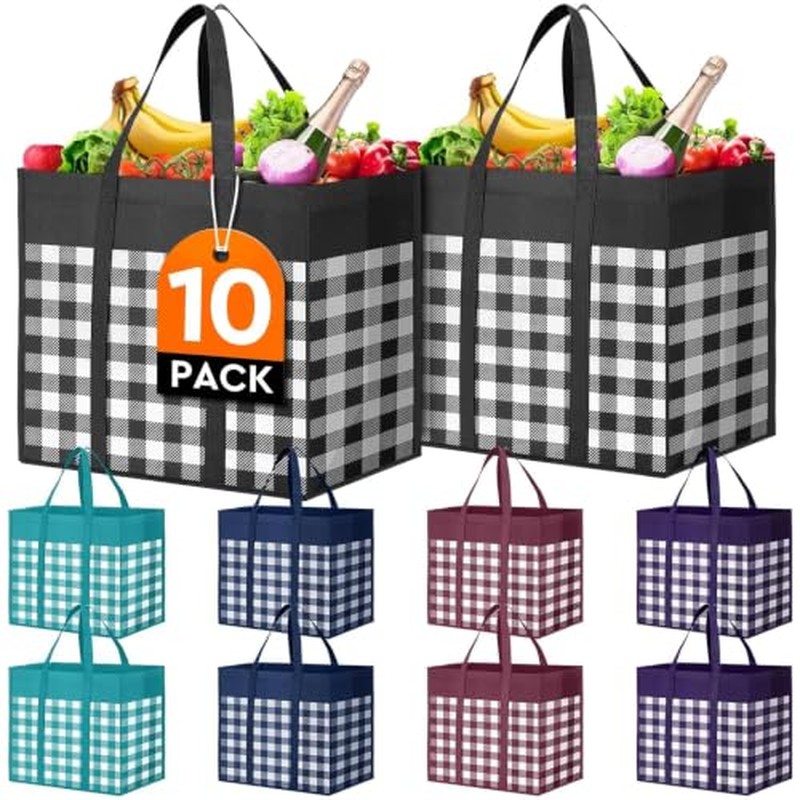 Reusable Grocery Shopping Bags 10 Pack Large Foldable Tote Bags Bulk