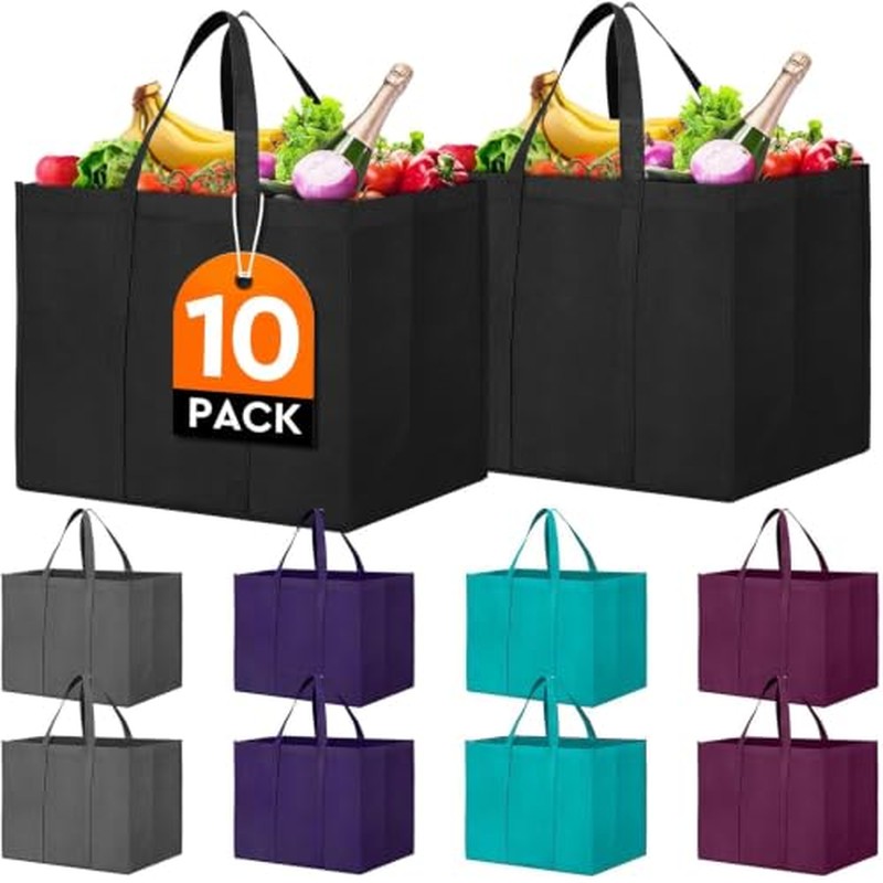 Reusable Grocery Shopping Bags 10 Pack Large Foldable Tote Bags Bulk