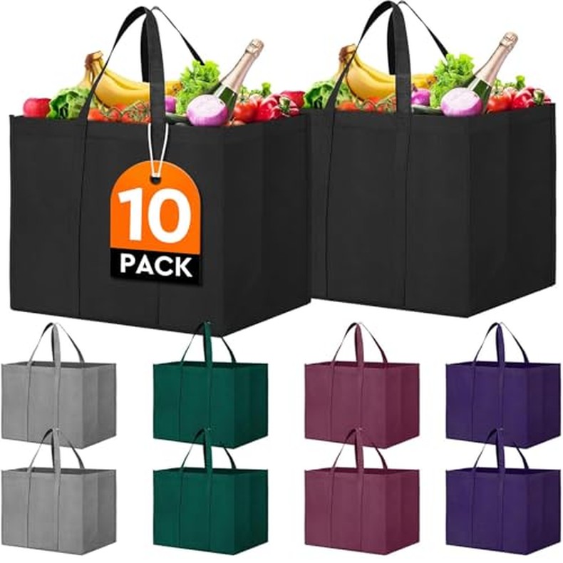 Reusable Grocery Shopping Bags 10 Pack Large Foldable Tote Bags Bulk detail