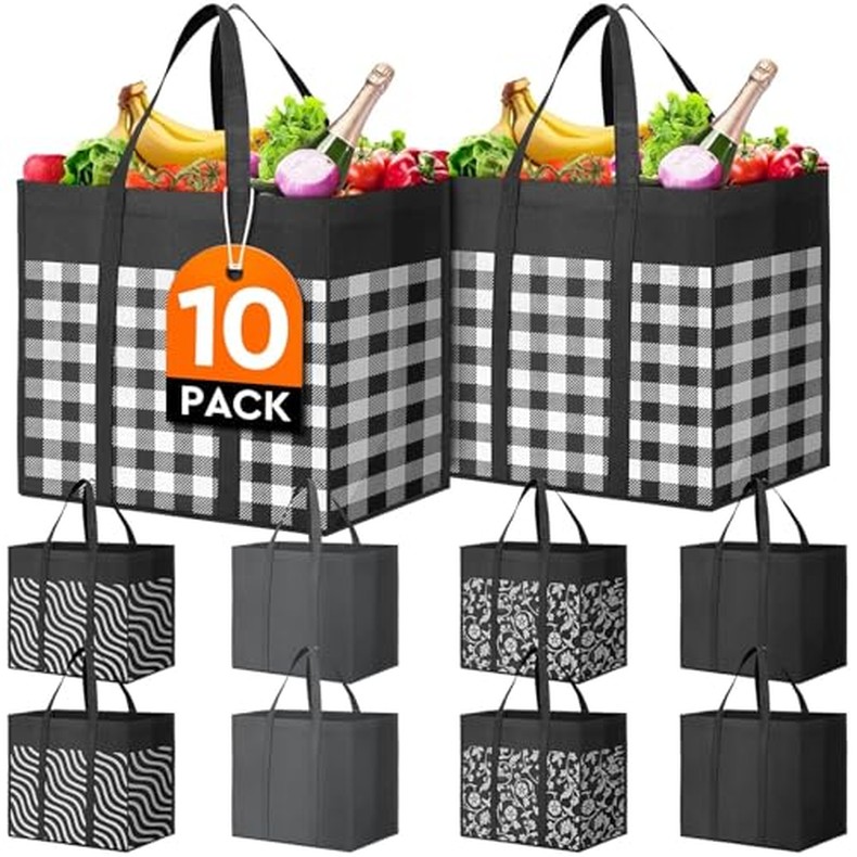 Reusable Grocery Shopping Bags 10 Pack Large Foldable Tote Bags Bulk detail