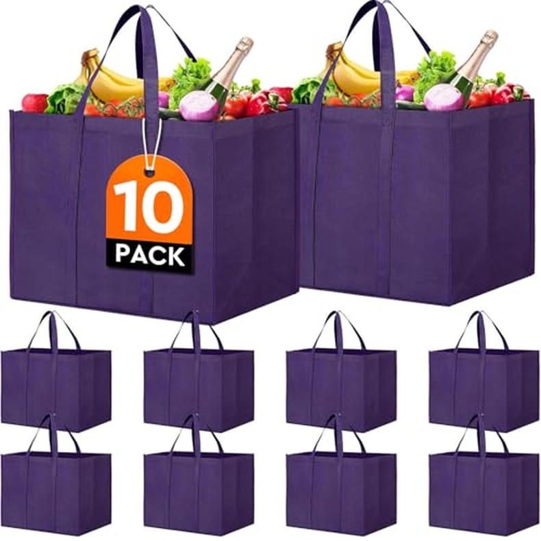Reusable Grocery Shopping Bags 10 Pack Large Foldable Tote Bags Bulk detail