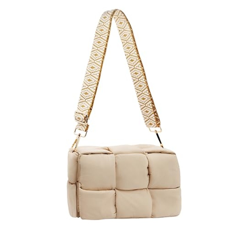 Shoulder Bag Lightweight Puffer Tote Crossbody Bag Handwoven for Women detail