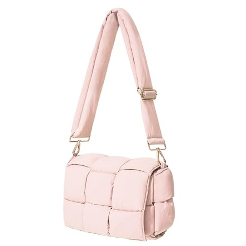 Shoulder Bag Lightweight Puffer Tote Crossbody Bag Handwoven for Women detail