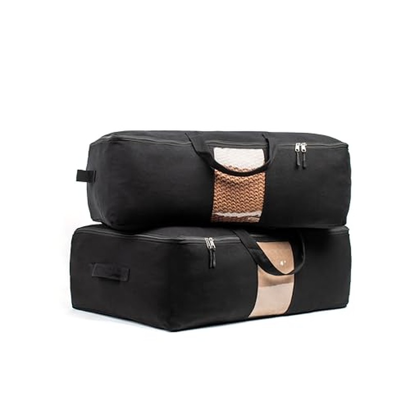 Soft Canvas Storage Bags with Zipp. Large 25x19x9in Bag for Sheets Blankets Bedding Pillows, Clothes